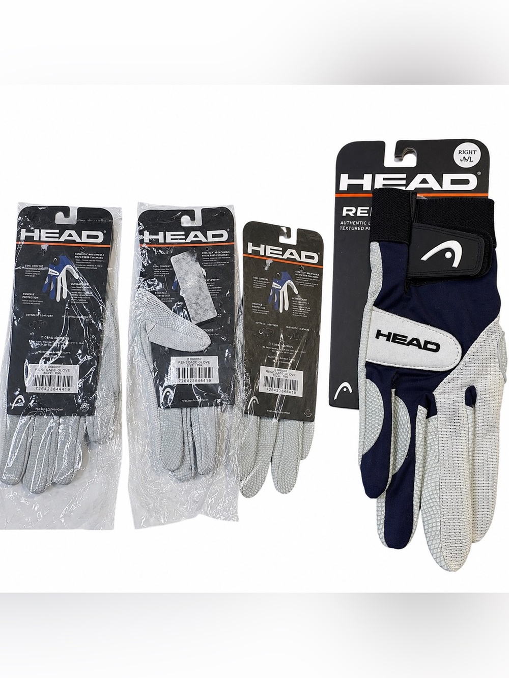 NWT HEAD Renegade Racquetball Gloves Lot of 3 Medium Right Hand Gray Leather